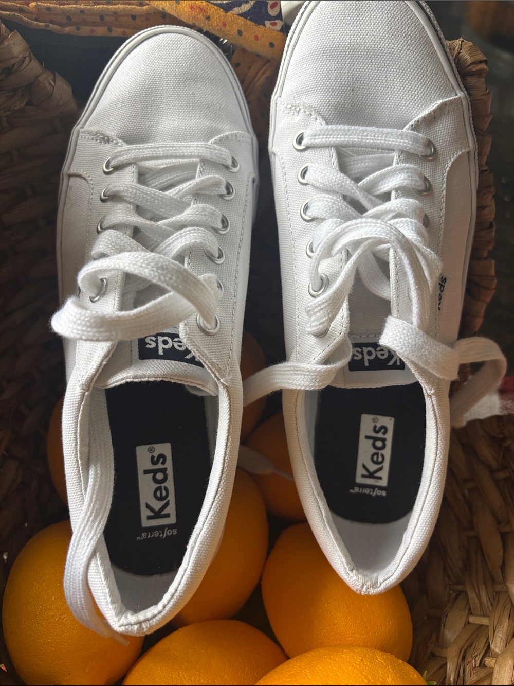 Women’s Keds White Canvas Lace-Up Sneakers